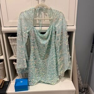 Lucy in the Sky Light Blue Sequin Gown